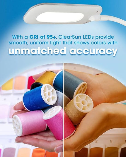 OttLite Flexible Soft Touch LED Clip Lamp with ClearSun LED Technology - Sturdy Clip Light is Dimmable & Flexible - Travel-Friendly & Portable Reading Lamp for Home, Desks, Tables, & Bookshelves - LeafyLoom