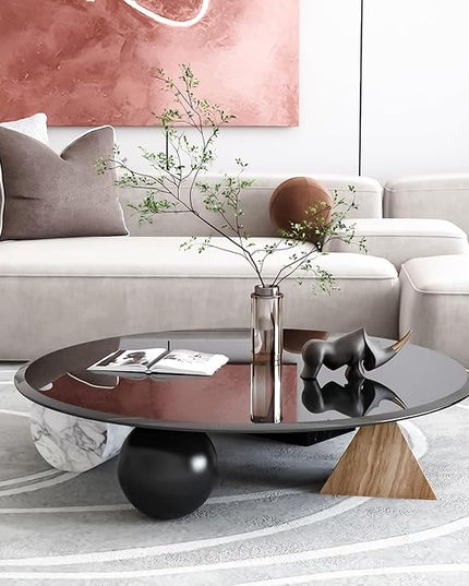 Round Tempered Glass Table Top, 36 Inch, Black - LeafyLoom
