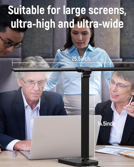 Adjustable Foldable Desk Lamp for Home Office - Double Swing Arm Bright LED Desk Light, Eye-Caring Architect Task Lamp, Touch Control Desktop Lamp Dimmable Table Desk Light for Work/Study/Craft - LeafyLoom