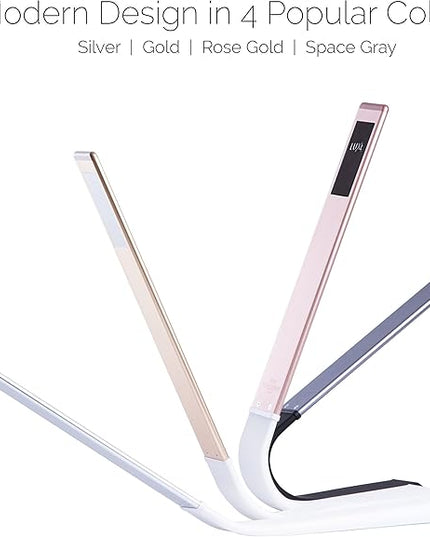 Luxe Cordless Eye Friendly LED Desk Lamp, USB Rechargeable up to 40 Hours of Continuous Light, Touch Control 6 Brightness Levels 3 Light Modes 360° Adjustable Modern Design Portable (Silver) (Silver) - LeafyLoom