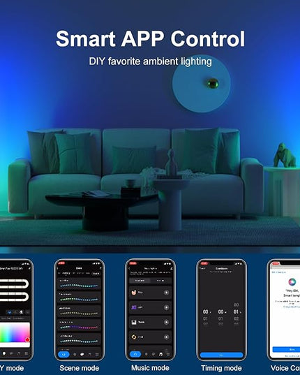 Fitop RGBCW Floor lamp LED Smart Corner Lamp, 2.4GHz WiFi 24 Watts, app Control - LeafyLoom