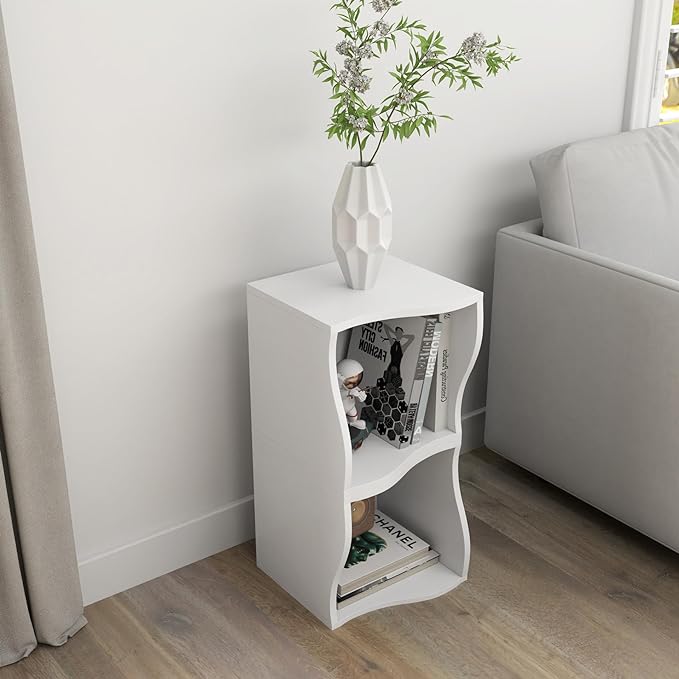 ECYIL Double Layered Independent Storage Rack, Full Circular Color Blocking Bookshelf, Suitable for Home, Office, Living Room, etc (white) - LeafyLoom