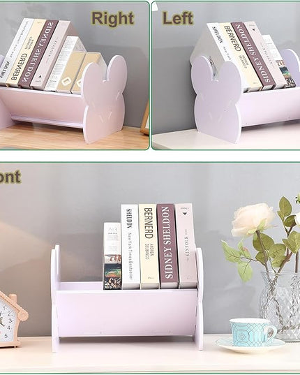 Kids Bookshelf, Small Desktop Bookshelf, Tilted Mini Bookshelf for Desk, V-Shaped Tabletop Bookshelf, Book Shelf for Books Magazine CD - LeafyLoom