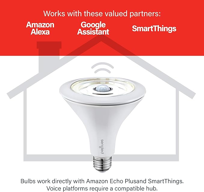 Sengled Smart Flood Light Bulbs work with SmartThings Hub, Echo 4th, Echo Plus, Alexa, Google, Zigbee Hub Required, PAR38 Led Bulb Motion Sensor Light Outdoor, Dusk to Dawn, 3000K, 1200LM, 1 Pack Sengled