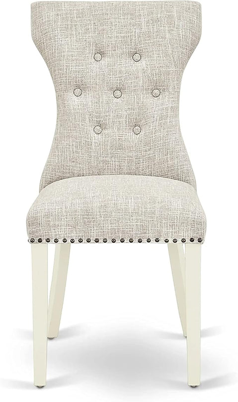 East West Furniture BOGA5-WHI-35 Boston 5 Piece Kitchen Set for 4 Includes a Round Room Table and 4 Doeskin Fabric Parsons Dining Chairs, Linen White, 42x42 Inch - LeafyLoom