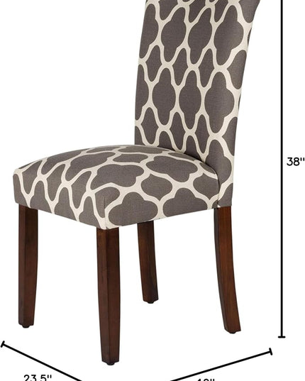 HomePop Parsons Classic Upholstered Accent Dining Chair, Set of 2, Grey and Cream Geometric - LeafyLoom