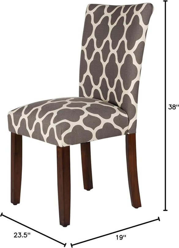 HomePop Parsons Classic Upholstered Accent Dining Chair, Set of 2, Grey and Cream Geometric - LeafyLoom