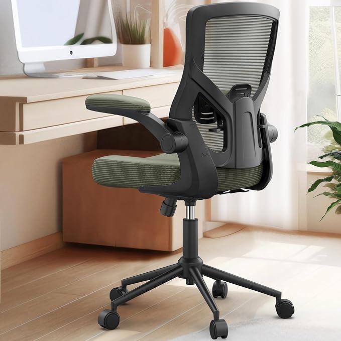 Office Chair, High Back Desk Chair Adjustable Height and Ergonomic Design Home Office Computer Chair Executive Lumbar Support Padded Flip-up Armrest Swivel Task Chair - LeafyLoom