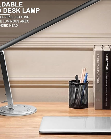 EVTSCAN 10W USB Foldable LED Desk Lamp, with 46 LEDs, 180 Degrees Adjustable Arm, Aluminium Alloy Body, Modern Eye Care LED Table Light for Home Office, for Reading, Studying, Working - LeafyLoom