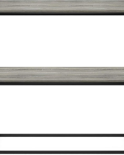 Furinno Moretti Modern Wide Stackable Metal Shelf, French Oak Grey - LeafyLoom