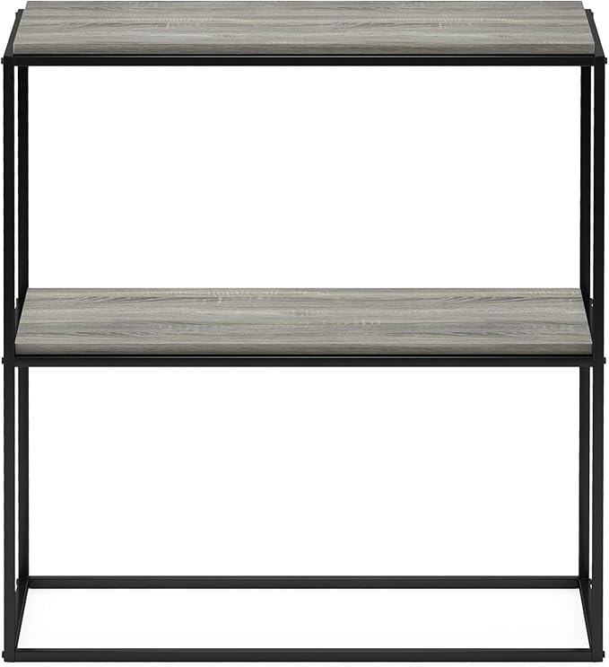 Furinno Moretti Modern Wide Stackable Metal Shelf, French Oak Grey - LeafyLoom