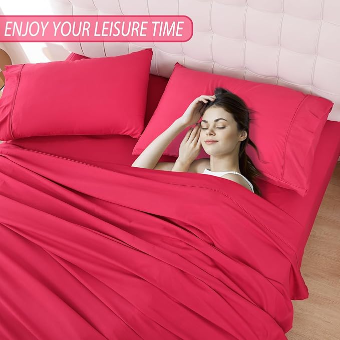 Full Sheet Set - 4 Piece Soft Breathable Bed Sheets for Full Size Bed, Extra Deep Pocket Lxuury Brushed Sheets, Cooling Hotel Bedding Sheets and Pillowcases, Wrinkle Free Oeko-Tex Sheets - LeafyLoom