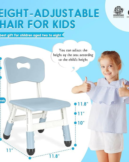 Kids Chair Height Adjustable Toddler Chair Max Load 220LBS Plastic Indoor Outdoor Chair for Children Age 1-6 School Home Daycare Use Bluegrey - LeafyLoom