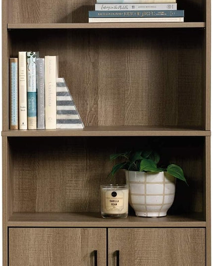 Sauder Beginnings Bookcase With Doors/ Book shelf, Summer Oak finish - LeafyLoom