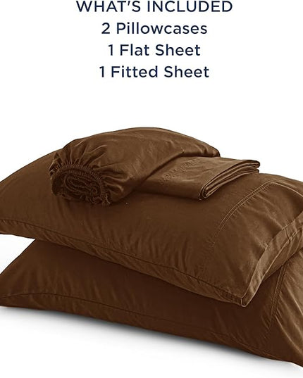 Bedsure King Size Sheet Set, Cooling Sheets King, Rayon Derived from Bamboo, Deep Pocket Up to 16", Breathable & Soft Bed Sheets, Hotel Luxury Silky Bedding Sheets & Pillowcases, Brown - LeafyLoom