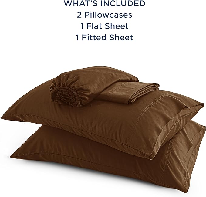 Bedsure King Size Sheet Set, Cooling Sheets King, Rayon Derived from Bamboo, Deep Pocket Up to 16", Breathable & Soft Bed Sheets, Hotel Luxury Silky Bedding Sheets & Pillowcases, Brown - LeafyLoom