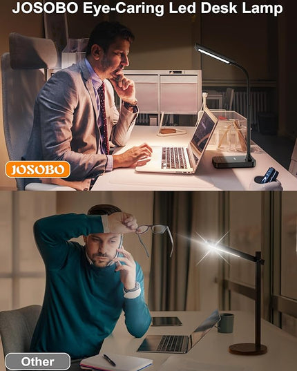 LED Desk Lamp with USB Charging Port, 5 Lighting Modes & 7 Brightness Dimmable Table Lamp, Flexible Gooseneck Lamp, Eye-Caring Reading Light with Memory Function - LeafyLoom
