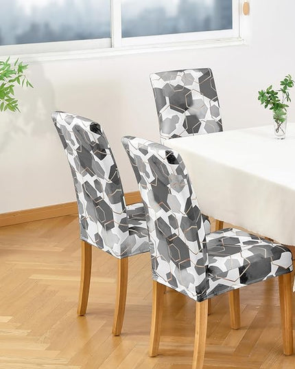 Gibelle Dining Room Chair Covers Set of 4, Soft Stretch Kitchen Chair Covers Slipcover Protector, Removable Washable Geometric Parson Chair Covers 4 Pack, Grey Gibelle