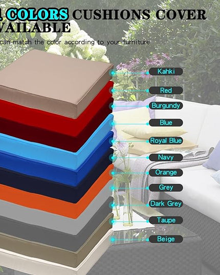 ClawsCover 14Pack Outdoor Patio Seat and Back Cushions Replacement Covers Fit for 7Pieces 6-Seater Wicker Rattan Sectional Couch Chair Furniture Set,Light Khaki-Include Cover Only (Small) - LeafyLoom