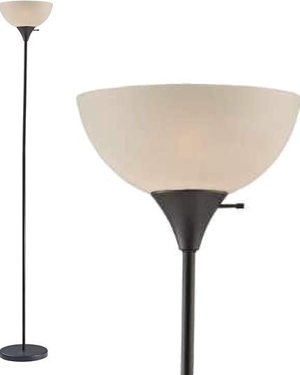 LIGHTACCENTS Stand Up Floor Lamp in Black - Modern Corner Light with White Opal Bowl Shade - Susan Design, Ideal for Living Room or Office, 72" Tall, 150-watt - Chic Living Room Floor Lamp Black - LeafyLoom