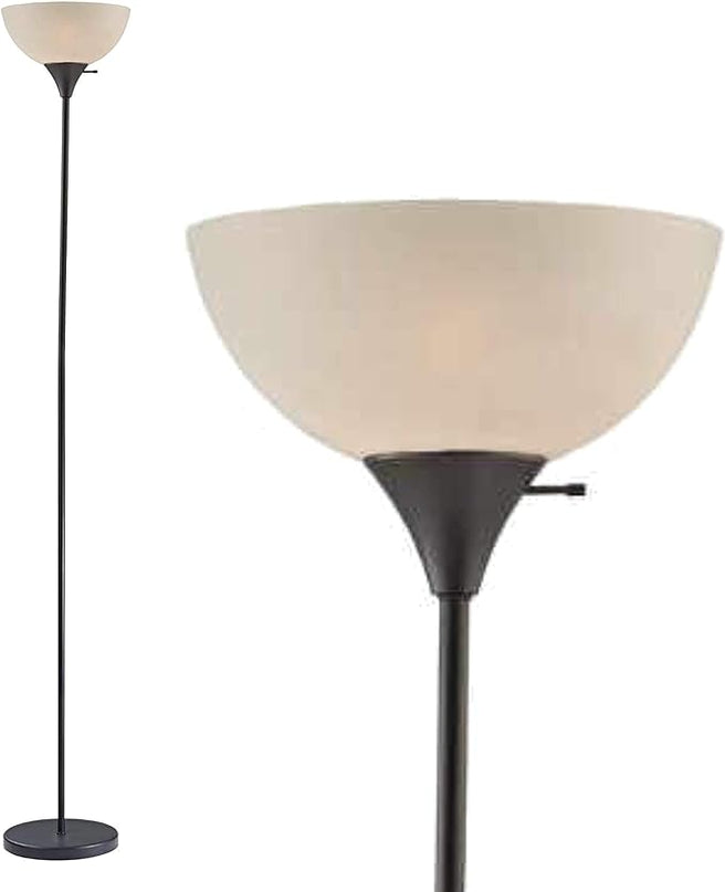 LIGHTACCENTS Stand Up Floor Lamp in Black - Modern Corner Light with White Opal Bowl Shade - Susan Design, Ideal for Living Room or Office, 72" Tall, 150-watt - Chic Living Room Floor Lamp Black - LeafyLoom