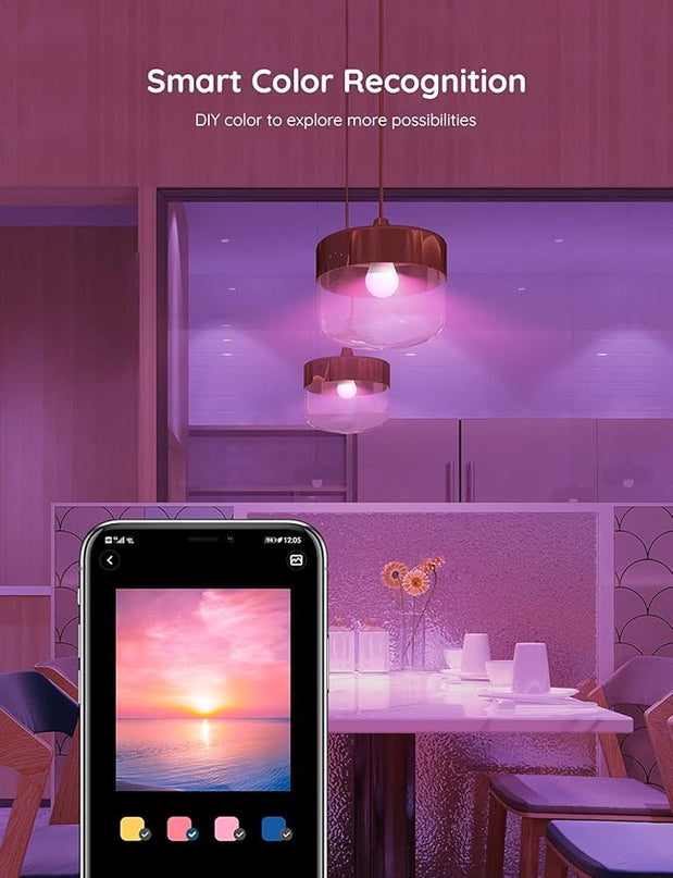 Govee Smart Light Bulbs, Color Changing Light Bulb, Work with Alexa and Google Assistant, 16 Million Colors RGBWW, WiFi & Bluetooth LED Light Bulbs, Music Sync, A19, 800 Lumens, 4 Pack Govee