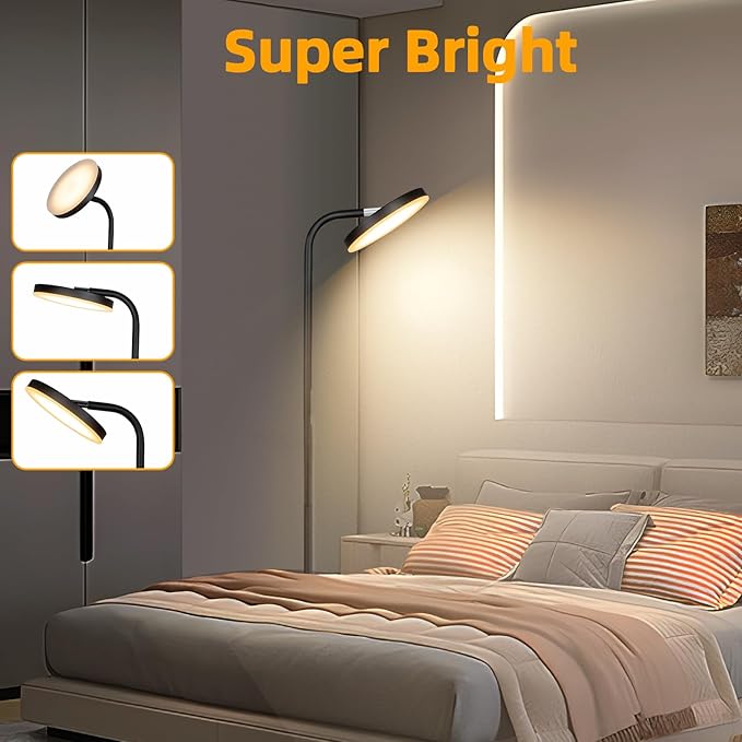 LED Floor Lamp, Upgraded Super Bright Standing Lamp with Remote Touch Control,Stepless Adjust Color Temperatures & Brightness Torchiere Tall Lamp,Rotatable Reading Floor Lamps for Living Room, Bedroom - LeafyLoom