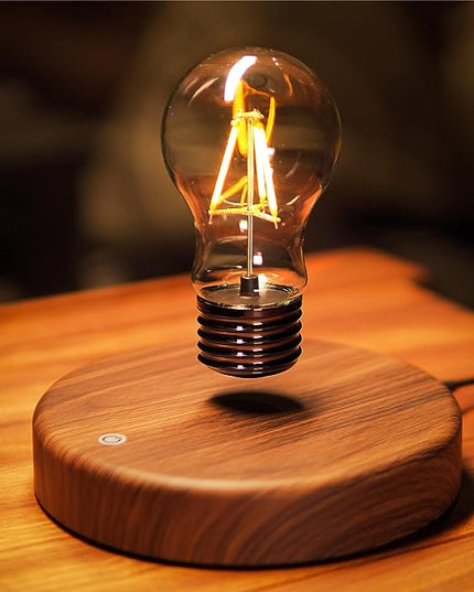 Levitating Bulb Lamp Magnetic Floating LED Light Desk Lamp Table lamp Night Light, 360 Degree Automatic Rotating Light for Unique Gifts Room Home Office Decor - LeafyLoom