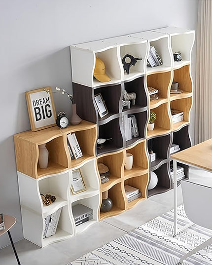 DIY Bookcase, 2 Cube Storage Organizer, Stackable Modular Book Shelf for Bedroom, Living Room, Office, Closet - LeafyLoom