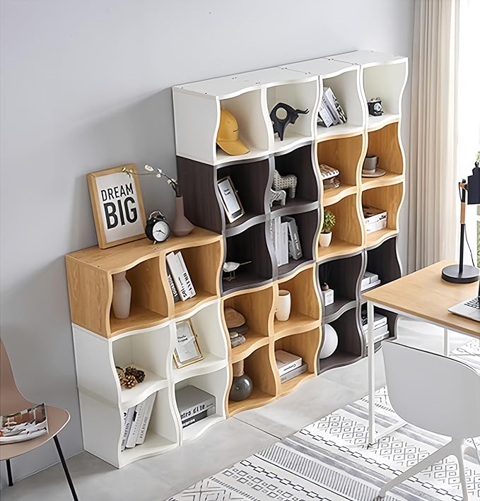 DIY Bookcase, 2 Cube Storage Organizer, Stackable Modular Book Shelf for Bedroom, Living Room, Office, Closet - LeafyLoom