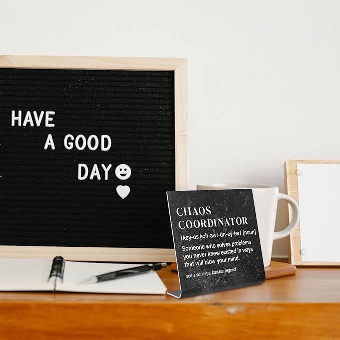 Chaos Coordinator Sign, Funny Office Desk Decor for Women, Men, Coworker, Mom, Friends, Boss, Lady, Decoration On Shelf Table Desk for Living Room Home Office dksg7 - LeafyLoom