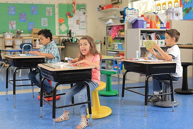 Kore Kids Wobble Chair - Flexible Seating Stool for Classroom & Elementary School, ADD/ADHD - Made in The USA - Age 6-7, Grade 1-2, Yellow (14in) - LeafyLoom