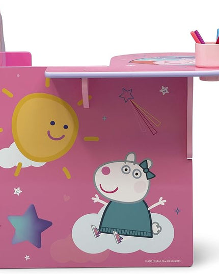 Delta Children Chair Desk with Storage Bin - Ideal for Arts & Crafts, Snack Time, Homeschooling, Homework & More, Peppa Pig - LeafyLoom