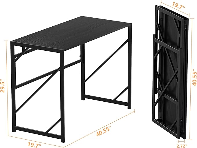 Elephance Folding Desk Writing Computer Desk for Home Office, No-Assembly Study Office Desk Foldable Table for Small Spaces - LeafyLoom