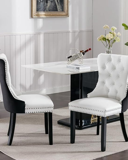 NicBex Haerin-SD-00103-LWJ Dining Chairs, 25.5"x19.7"x37.5", White and Black - LeafyLoom