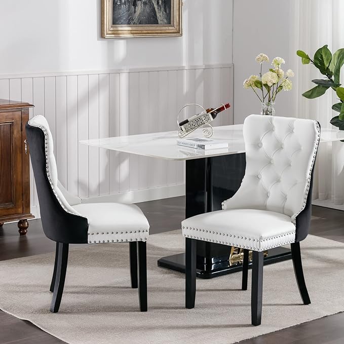 NicBex Haerin-SD-00103-LWJ Dining Chairs, 25.5"x19.7"x37.5", White and Black - LeafyLoom