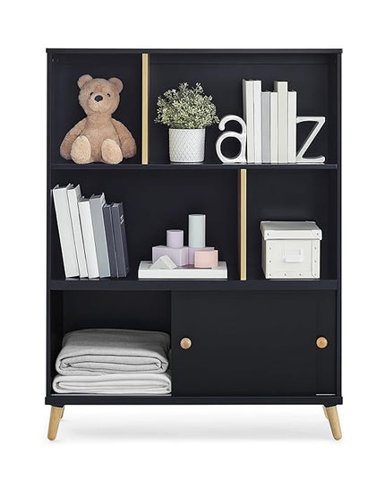 Delta Children Essex Bookcase - Greenguard Gold Certified, Black/Natural - LeafyLoom
