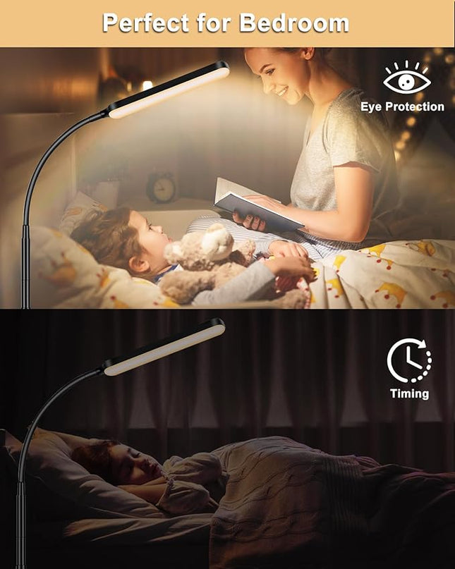 LED Pharmacy Floor Lamp - Tall Industrial Floor Lamp Design for Reading, Crafting, Work, 15W 1500LM Bright Reading Floor Lamp with Remote & Touch Control, for Living Room, Bedroom and Office - LeafyLoom