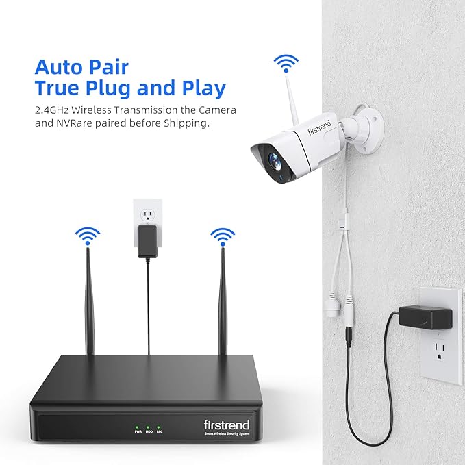 1080P Wireless Security Camera System, Firstrend 8CH Wireless NVR System with 8 pcs 1080P HD Security Camera and 3TB Hard Drive Pre-Installed, CCTV P2P for Indoor Outdoor for Home firstrend