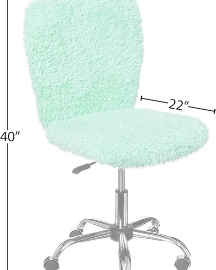 Faux Fur Rolling Task Chair, Mint - LeafyLoom