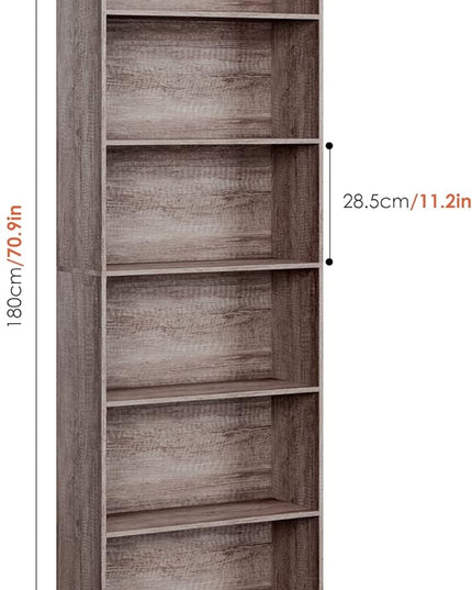 FOTOSOK 6-Tier Open Bookcase and Bookshelf, Freestanding Display Storage Shelves Tall Bookcase for Bedroom, Living Room and Office, Oak - LeafyLoom