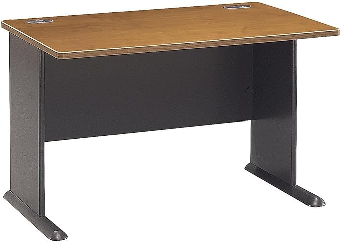 Bush Business Furniture Series A 48W Computer Desk in Natural Cherry and Slate, Small Office Table for Home or Professional Workspace - LeafyLoom