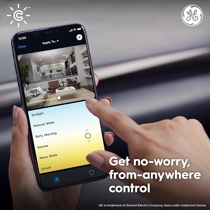GE CYNC Smart LED Light Bulbs, Tunable White, Bluetooth and Wi-Fi, Works with Alexa and Google, A19 (2 Pack) CYNCSmartHome