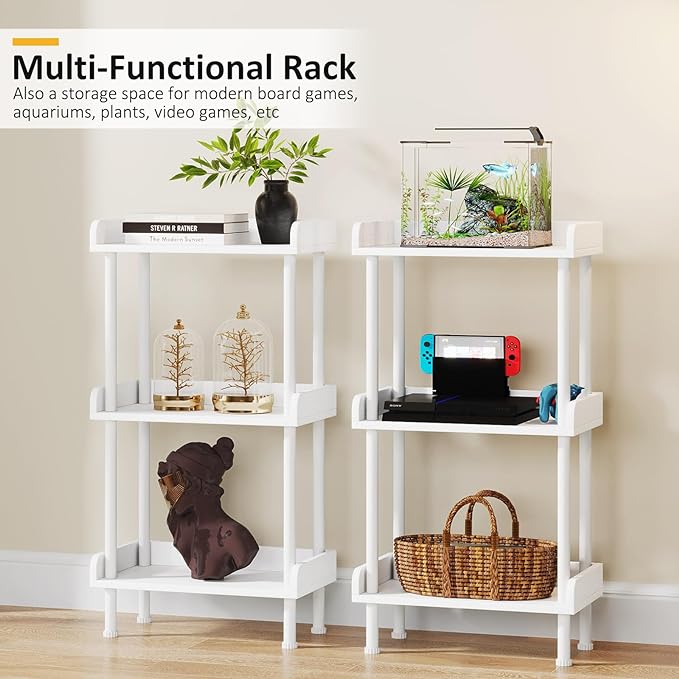 Bookshelf Small Book Shelf - 3-Tier Wood Bookcase Industrial Bookshelf with Edge Protection Metal Standing Book Shelves Display Book Rack for Living Room Bedroom Home Office (White) - LeafyLoom