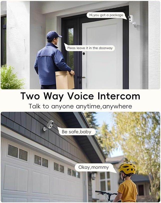 ZUMIMALL Security Cameras Wireless Outdoor, 4 Packs, 2K Cameras for Home Security, Outdoor/Indoor Camera Battery Powered, 2.4G WiFi, Magnetic Mount,3MP Color Night Vision/Siren/PIR/AI/Cloud/Alexa ZUMIMALL