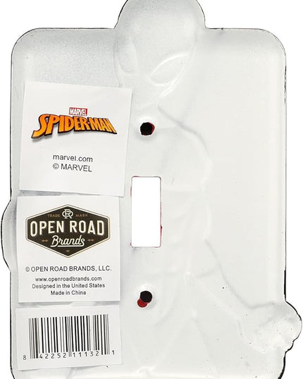 Marvel Spider-Man Embossed Metal Light Switch Plate - Spider-Man Switch Plate Decoration for Bedroom or Man Cave - LeafyLoom