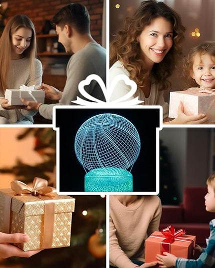Basketball Night Light,Basketball Gifts for Boy, 3D Basketball Lamp,Kids Bedside Lamp,16 Color Change Decor Lamp with Remote & Smart Touch, Gifts for Christmas Birthday Boys Men Girls - LeafyLoom