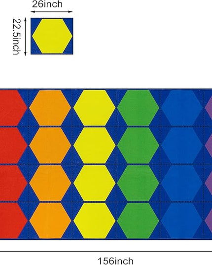LIVEBOX Hexagon Kids Rug for Classroom, Washable Classroom Carpet for School, Nursery, Colorful Children's Classroom Area Rugs Non-Slip Playroom Mat for Daycare Learning,13'x7'5"(Seats-24) - LeafyLoom