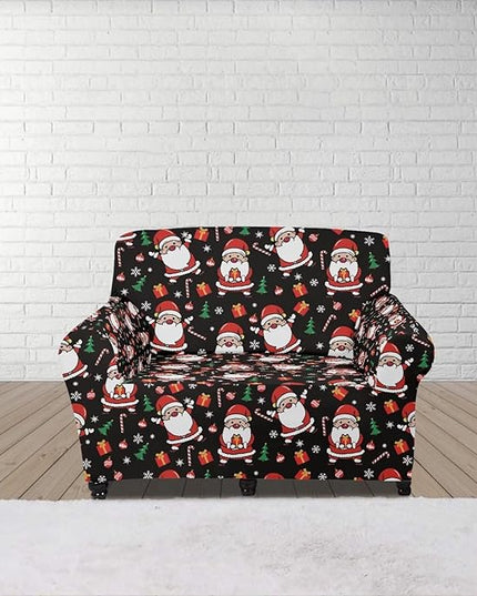 FKELYI Christmas Decorations Indoor Easy Going Stretch Sofa Slipcover Santa Claus Sofa Couch Cover Comfortable Furniture Protector S FKELYI