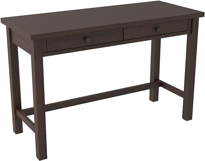 Signature Design by Ashley Camiburg Modern Home Office Writing Desk with Drawers, Warm Brown - LeafyLoom